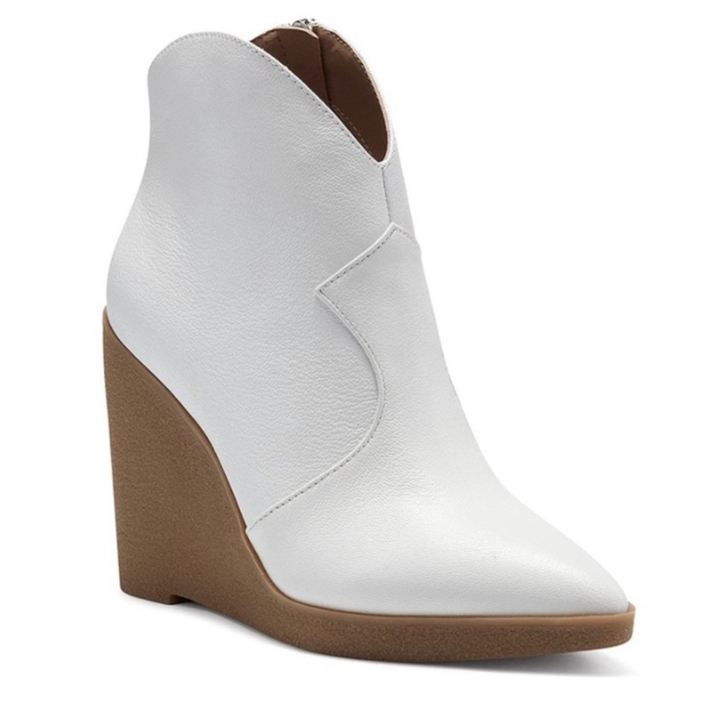 NEW Jessica Simpson Crais white western wedge point toe ankle boot women size 7